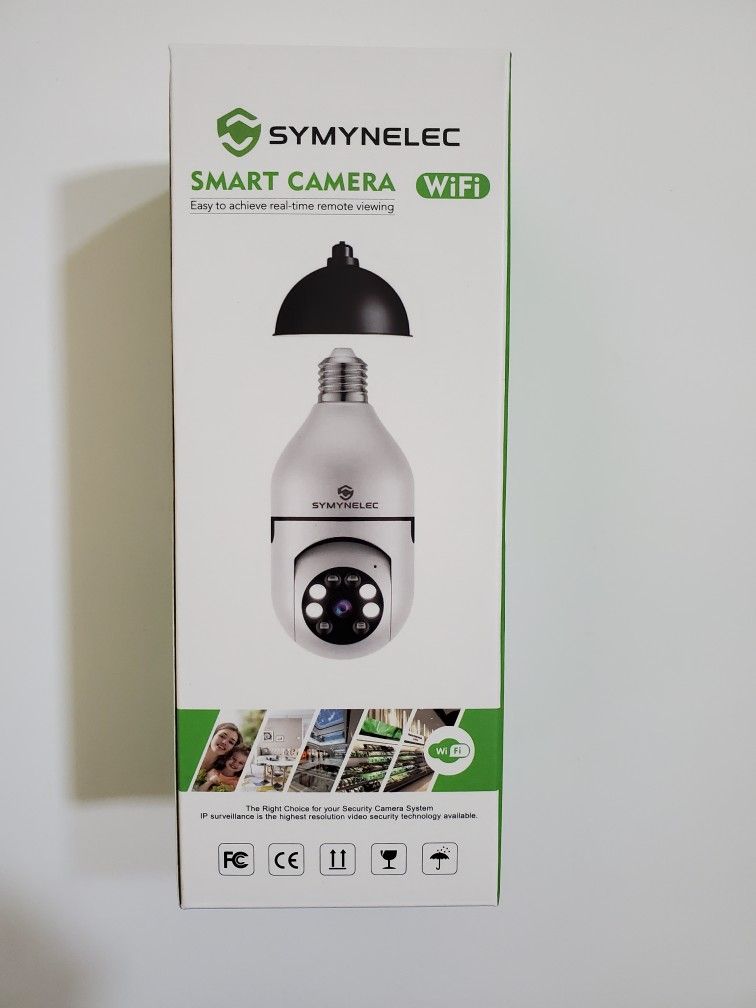 SYMYNELEC Light Bulb Security Camera 2K, 2.4GHz Wireless WiFi Light Socket Security Cameras, 360° Pan/Tilt Smart Lightbulb Cam Human Motion Detection 