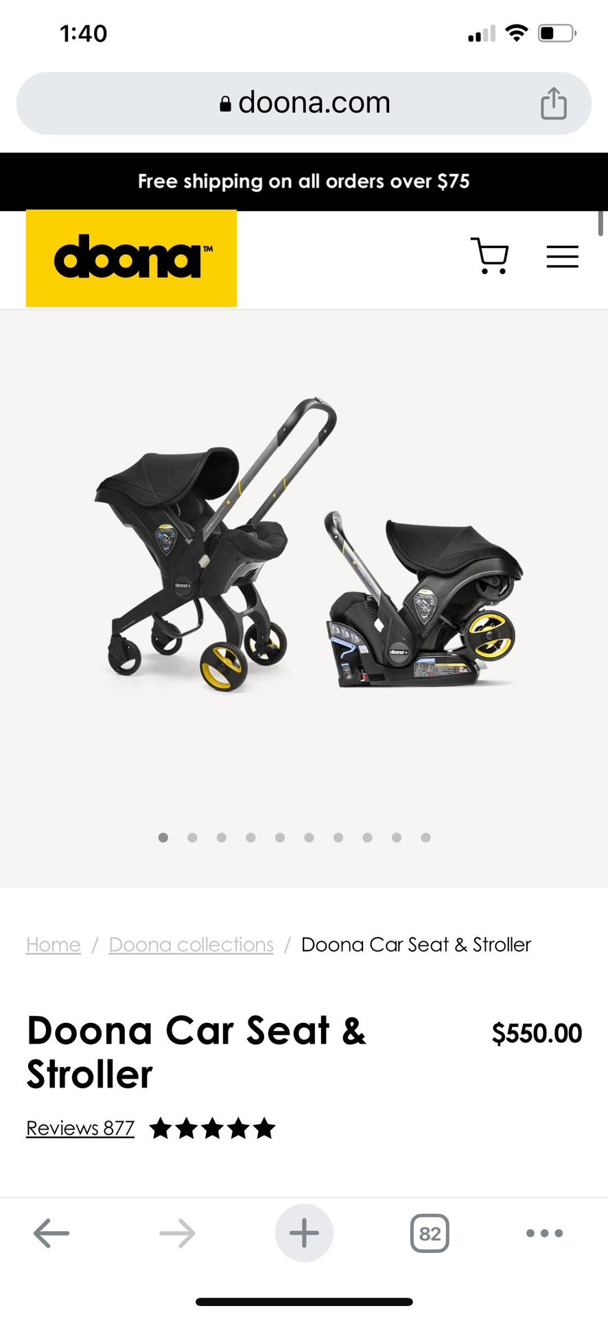 Doona - Baby Carriage ! For Use As Stroller , Car And airplane Seat