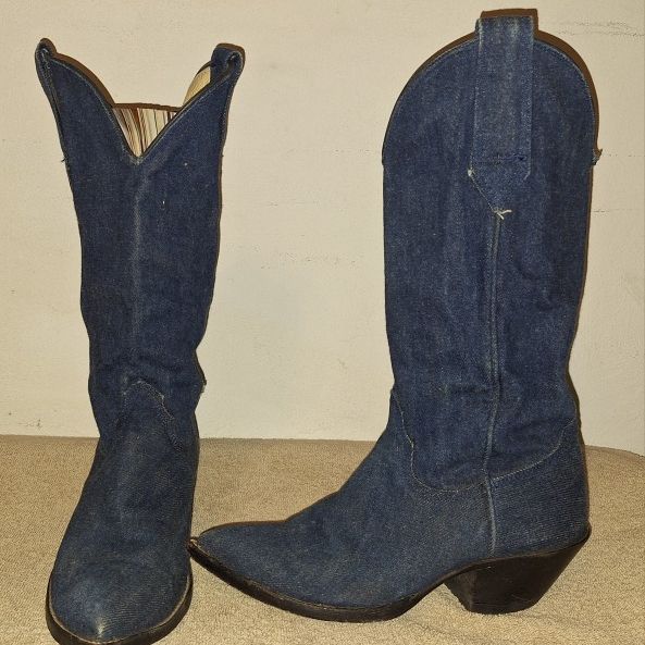 Denim Cowgirl Boots 7.5