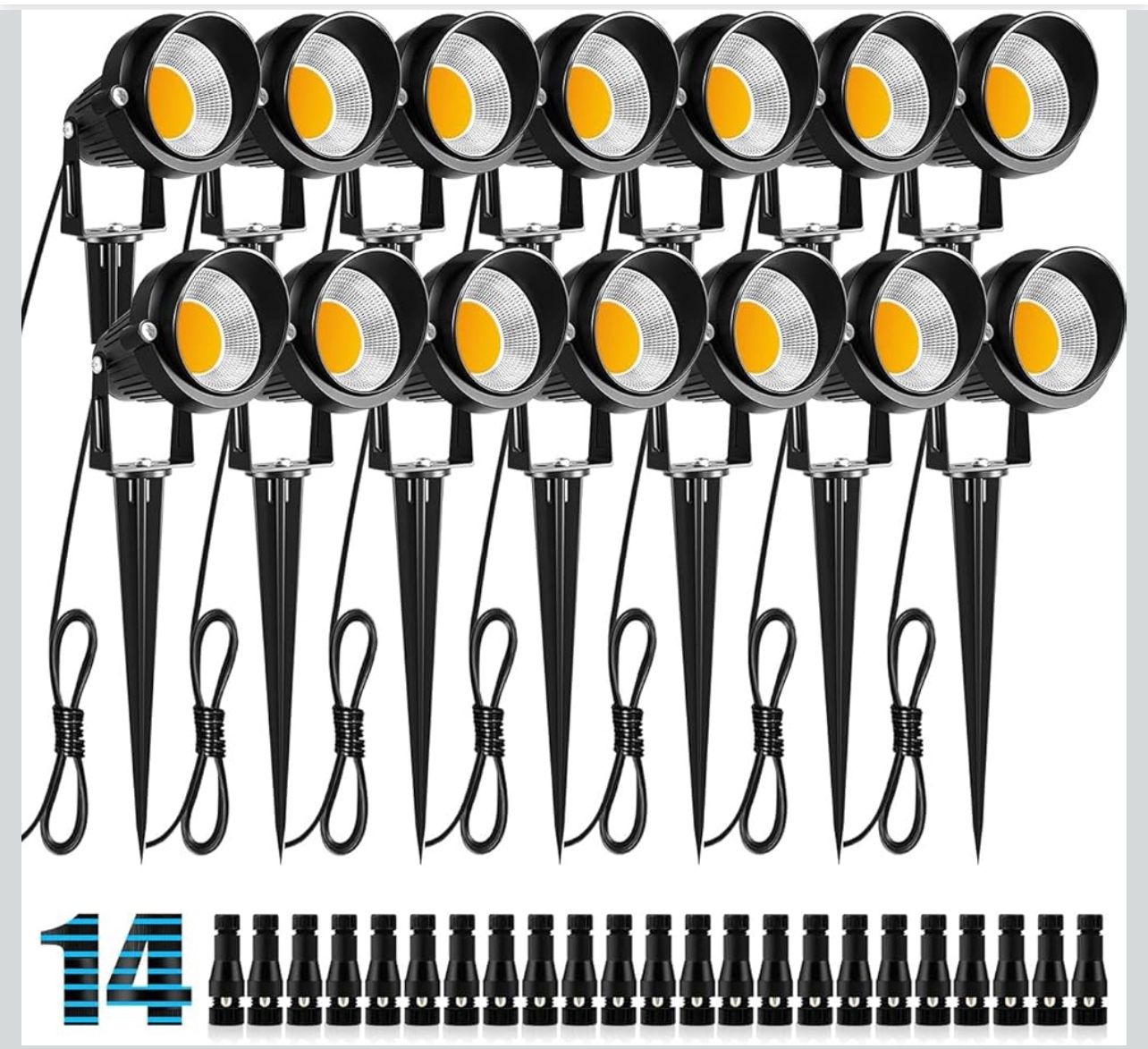 ZUCKEO 10W Low Voltage Landscape Lights LED Landscape Lighting with Connectors, 12V, 14 Pack