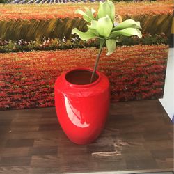 Red Flower Pot  Ceramic 18” High  Thumbnail