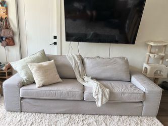 Set of two beautiful cozy IKEA kivik gray couches, machine washable, with some new covers, in excellent condition