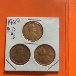 1969 P*D*S Uncirculated Pennies For Sale 