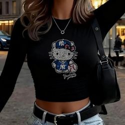 Women's Hello Kitty New York Yankees Long-Sleeve High Waisted Shirt