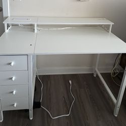 White Desk with 4 Drawers - 47 inch Desk