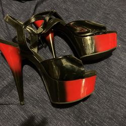 Pleasers Red And Black Pat Leather Shoes 