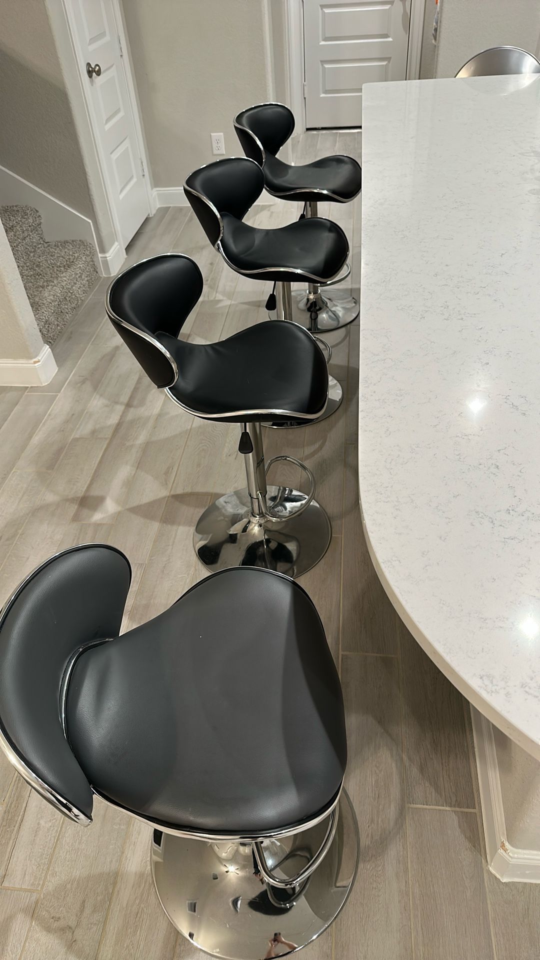 4 Leather Chair Stools , 3 Black & 1 Gray