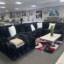 $10 Payment ✌️Midnight-Madness Onyx 3-Piece Double Facing Sectional With Chaise