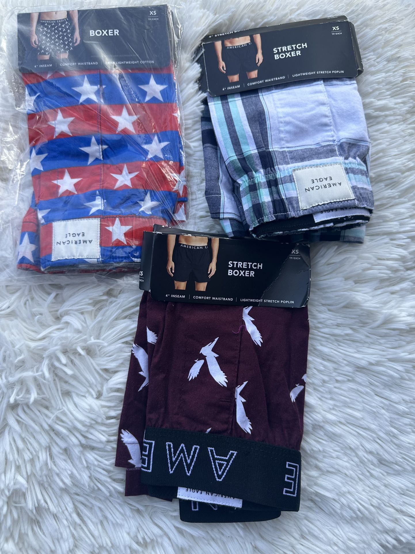 American Eagle Outfitters Men's Boxer Set - Red, Blue, Burgundy pack of 3
