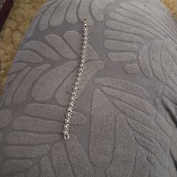 Silver Tone Star With Rhinestones Tennis Bracelet