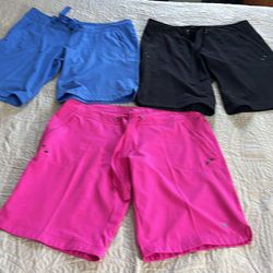 Shorts For Women Size M Color Pink, Blue And Black Like New All 3 For $6