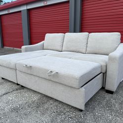 🏷OUTLET | COSTCO Coddle Aria Fabric Sleeper Sectional Sofa, Beige💥