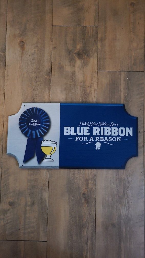 Pabst Blue Ribbon Wood Beer Bar Sign