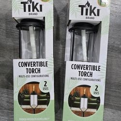 TIKI Convertible Black/Clear Glass/Metal  Tiki Outdoor Torch 