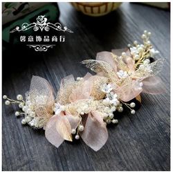Korean silk yarn flower bride headdress beauty bride wedding hair accessories pink hair ornament   Message me if you are interested in a bundle or you