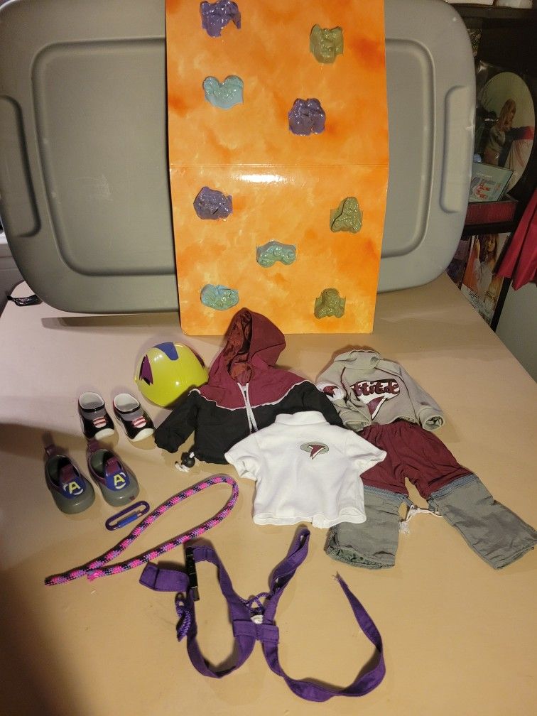 Rock wall and Rock Climbing/gym outfit for 18in doll