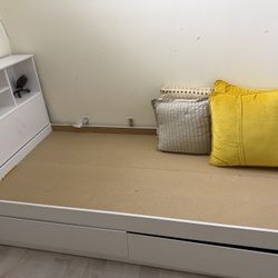 Twin Bed With Book Head Board And Two Drawers 