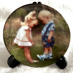 Donald Zolan Collector Miniature Plate. “New Shoes” with Plastic Stand. Vintage - 1993 