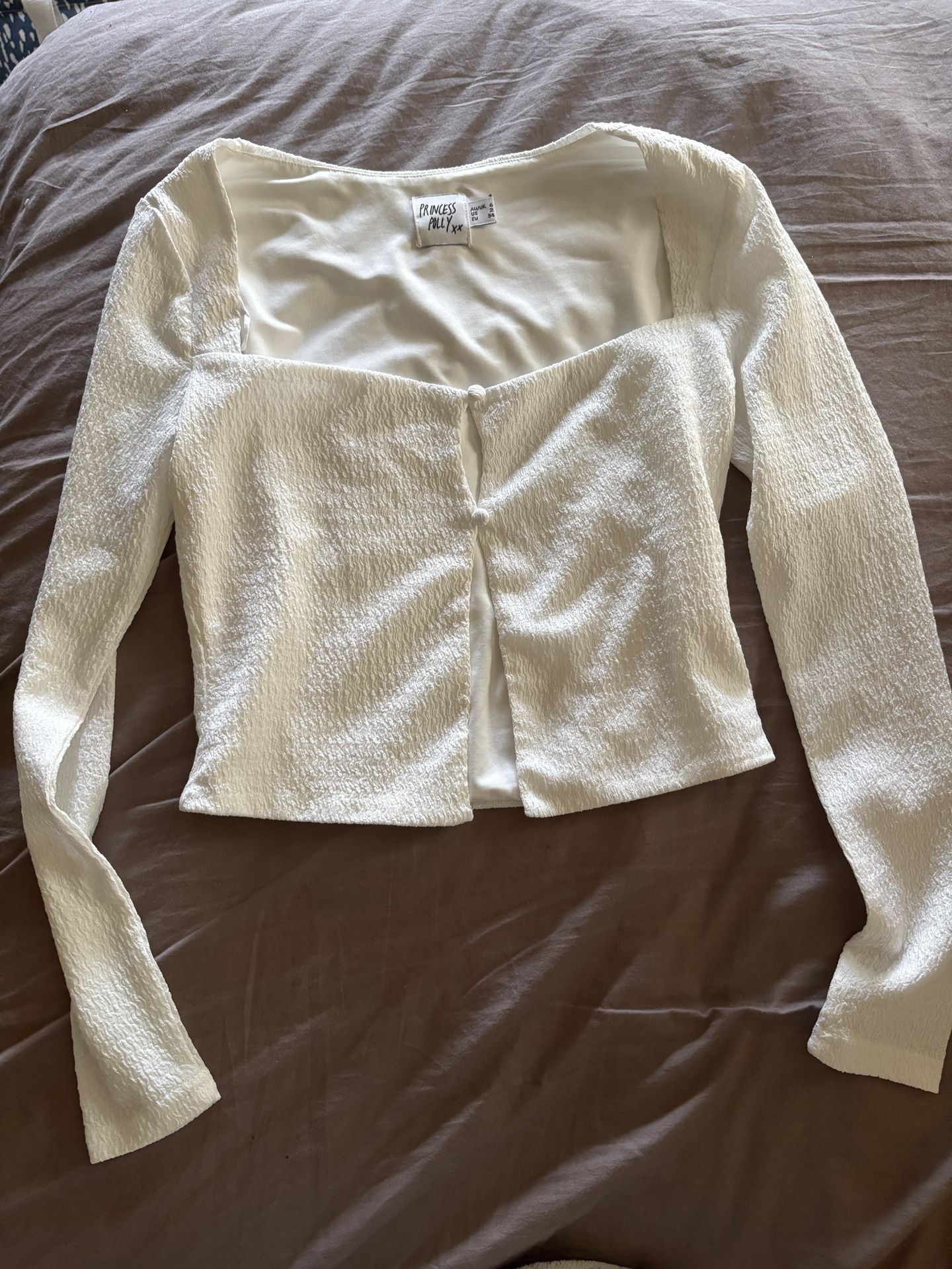 Princess Polly White Button Up Cardigan Size 2