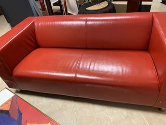 Red Leather Sofa