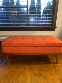 Orange mid century modern ottoman