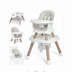 ObeeOdee Baby High Chair, 15 in 1 Convertible Highchair for Babies & Toddlers, Booster Seats with Tray, High Chairs with Baby Activity Center (Wood)