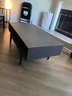Dark Wood Coffee Table with Storage