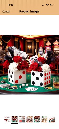 Novabright 6 Pcs Casino Dice Vase Centerpieces Plastic Planter DIY Dice Vase Table Decor for Casino Night Party Poker Themed Birthday Decorations