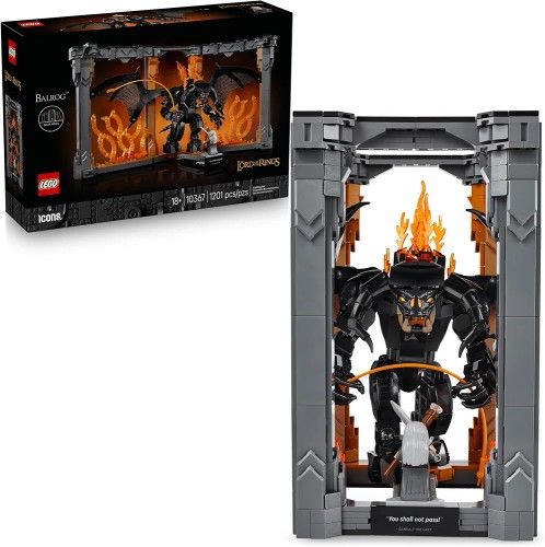 LEGO Icons The Lord of The Rings: Balrog Book Nook Kit - DIY Craft Building Set for Adults, 18+ - Collectible Gandalf Minifigure - Gift Idea for Birth