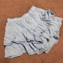 New small blue ruffle short skirt lace boho