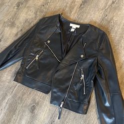Women’s Black Leather Jacket Crop