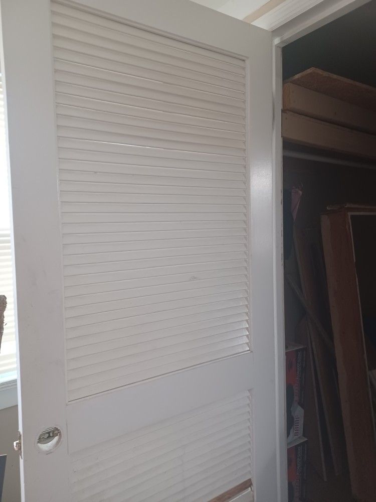 All Wood Louver Door Good Condition Need Some. Paint