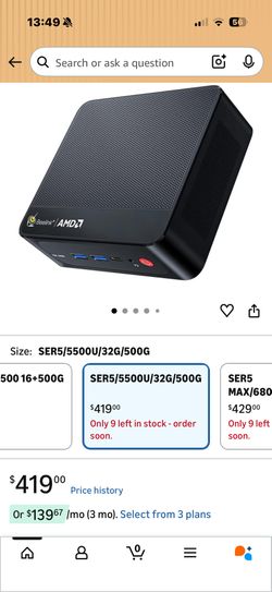 Beelink SER5 Mini PC W11 Pro, AMD Ryzen 5 5500U(6C/12T up to 4 GHz), 32GB DDR4 500GB NVME SSD Graphics 7core 1800MHz, WiFi 6/BT5.2/2.5G LAN/Triple Dis