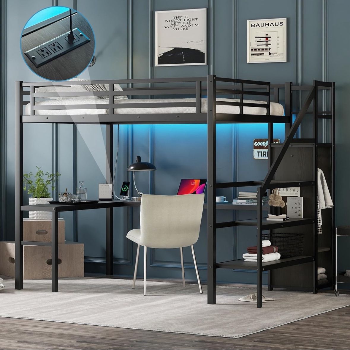 Full Loft Bed Frame w/desk