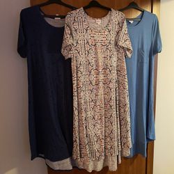 Set Of Three LuLaRoe  Asymmetrical  Long T-shirt Dress 3XL