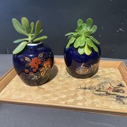 Asian Vases w/ Tray