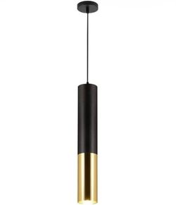 Light Modern LED Hanging Ceiling Lamp Black Cylinder Long Tube Hanging Lamp