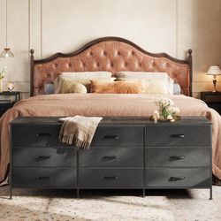 Huuger 63 Inch Dresser for Bedroom, Dresser for Closet with 9 Drawers, Large TV Stand for 55, 65, 70 Inch TV, Entertainment Center with Storage, Wide 