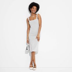 target women square neck midi dress wild fable grey