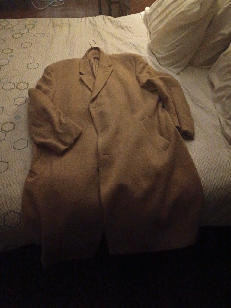 Men's Camel Colored Wool Overcoat 