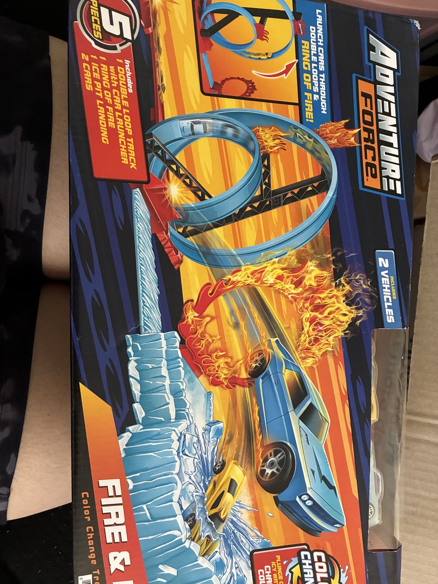 Adventure Force Fire & Ice Color Change Track Set featuring a double-loop design