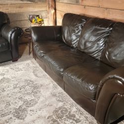 natuzzi italsofa, sofa and chair - dark brown