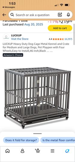 Large dog cage. Not in box but never assembled or used.