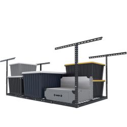 FLEXIMOUNTS 3x6 Overhead Garage Storage Adjustable Ceiling Rack 72" Length x 36" Width x 40" Height, 450lbs Weight Capacity, Black, Classic Series