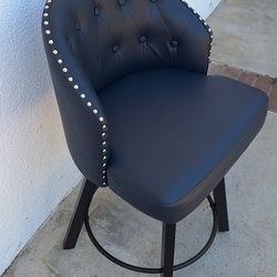 Counter Height Bar Stools, 26" Swivel Faux Leather Upholstered Retro Bar Stools with Backs and Metal Legs for Kitchen Island, Dining Room, Pub, Dark 