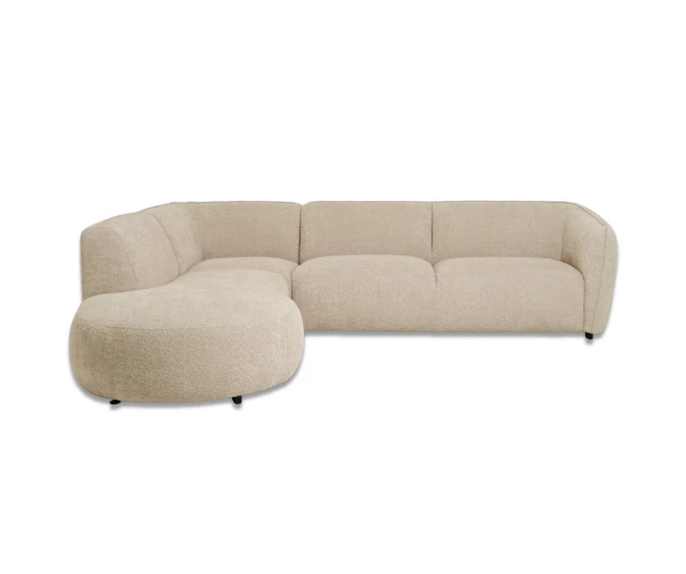 Loures 3-Piece Sectional Sofa 107" Boucle Beige Fabric