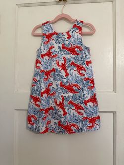 Toddler Tommy Bahama White Dress with Red Lobster & Blue Seaweed Print 🦞