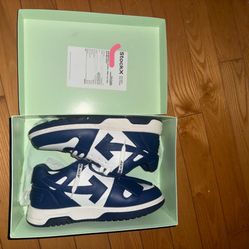 OFF-WHITE Out Of Office "O0O" Low Tops Dark Blue White