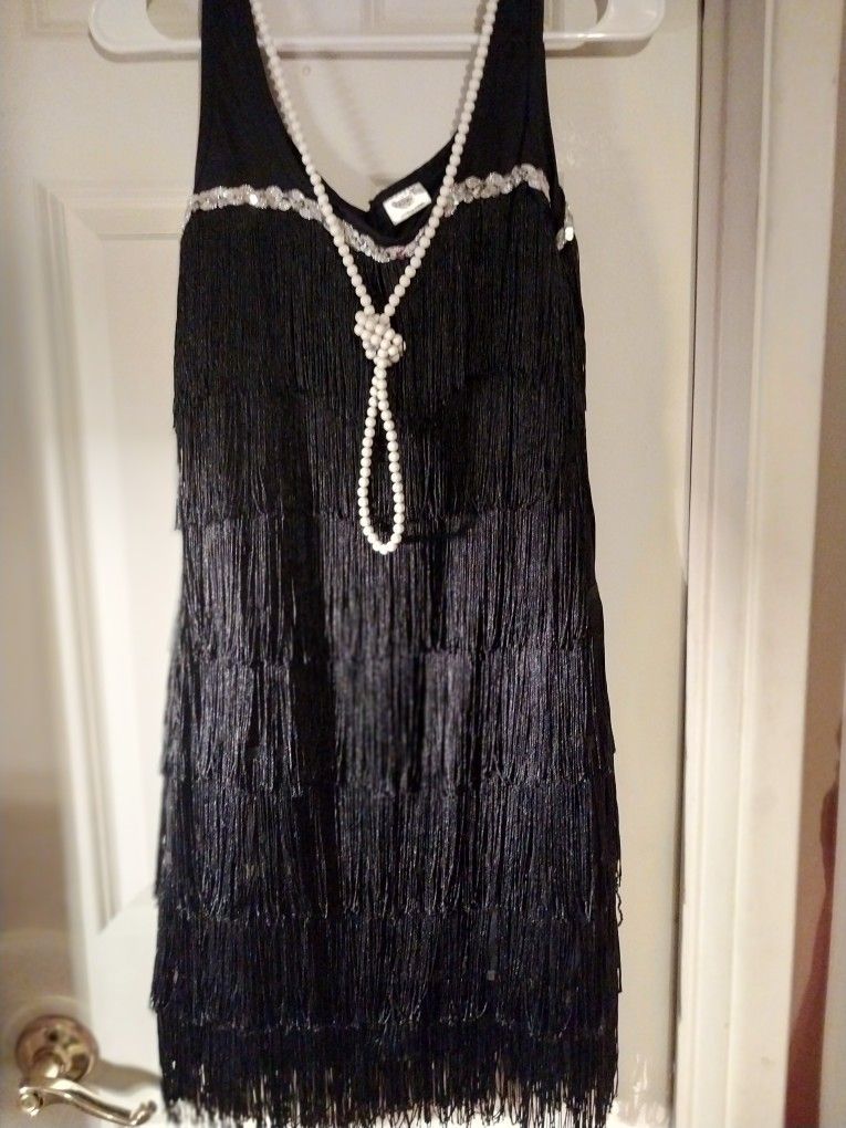 Adult ROARING 20's FLAPPER DRESS Sz Small