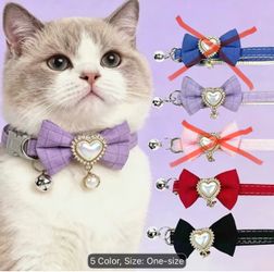 Cat Collar with Bow and Bell – 5 Colors